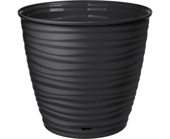 Горшок для цветов Idiland Saffron D 146 мм, 1.5 л, с поддоном, черный 221610130/02 