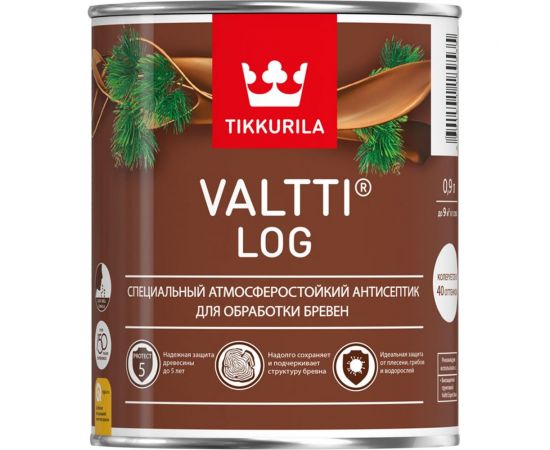 Антисептик для дерева TIKKURILA Валтти Log сосна, 0.9 л 51994 