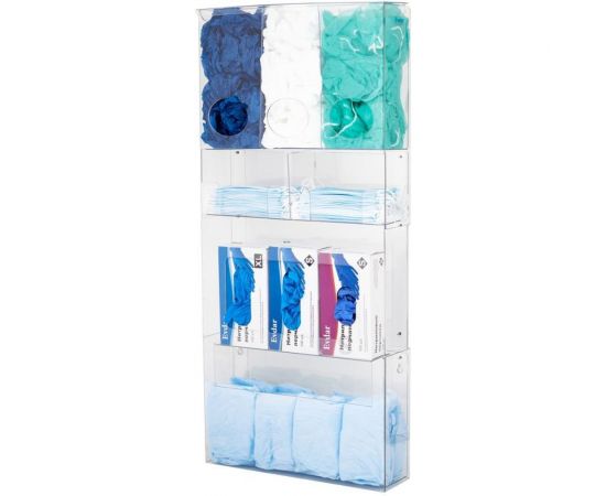 Органайзер для одноразовых СИЗ Evdar настенный, 3 упаковки перчаток, 3 вида СИЗ, маски, пакеты O34020 