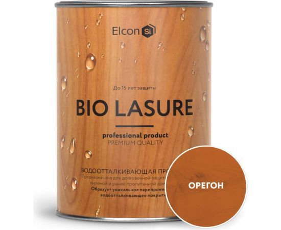 Водоотталкивающая пропитка-антисептик для дерева Elcon Bio Lasure (орегон; 0.9 л) 00-00461941 