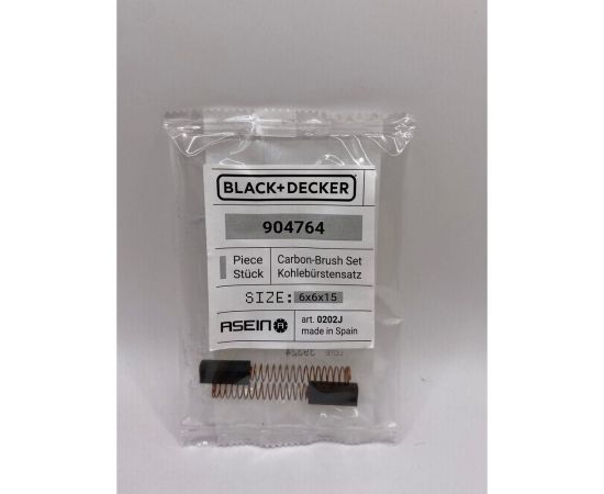 Комплект графитовых щеток 2 шт, Black+Decker, OEM 904764 Asein 0202J – изображение 4