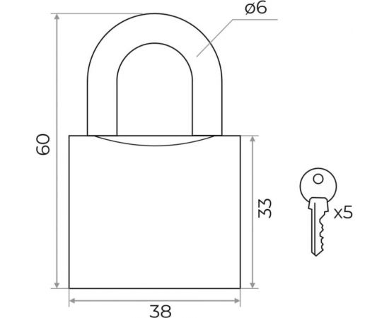 Навесной замок Marlok вс-1 2.38 мм, пп, 5 ключей, (blister) 012761 – изображение 2