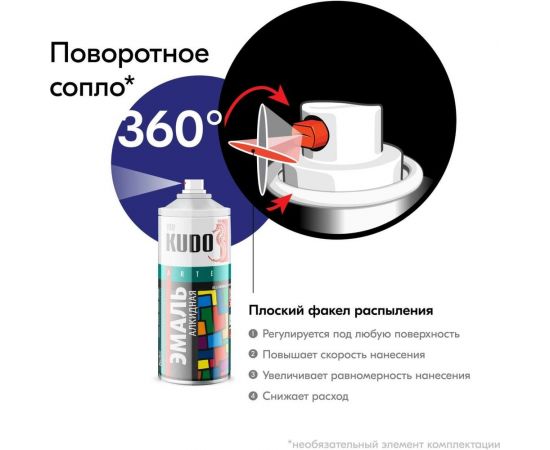 Аэрозольная краска в баллончике KUDO высокопрочная алкидная универсальная глянцевая RAL 5002 ульрамариново-синяя KU-10112 – изображение 3