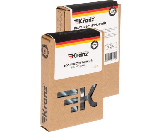 Шестигранный болт KRANZ DIN 933, 8x40, 24 кг/ 1300 шт. 1302-0840-1 – изображение 6