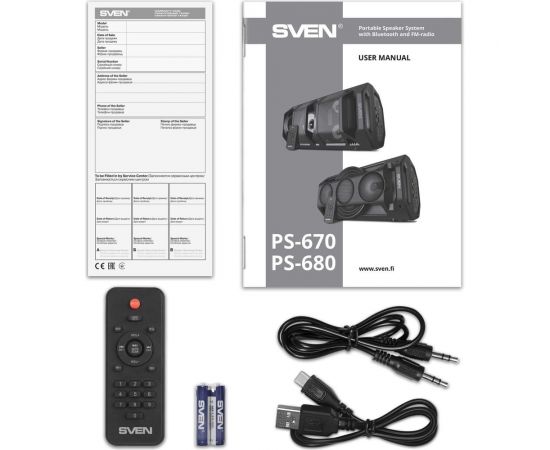 Портативная колонка SVEN АС PS-680 черная, 65 Вт, TWS, Bluetooth, FM, USB, microSD, LED-дисплей, пульт, 4400 мА*ч SV-020187 – изображение 7