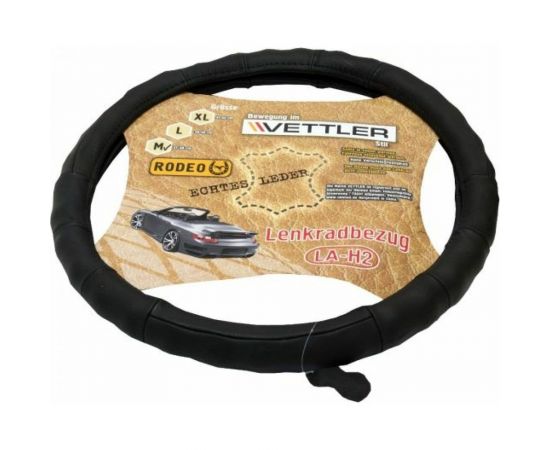 Оплетка на руль VETTLER RODEO M 37-38 см, 2108-15, натуральная кожа, Черный MLAH2black 