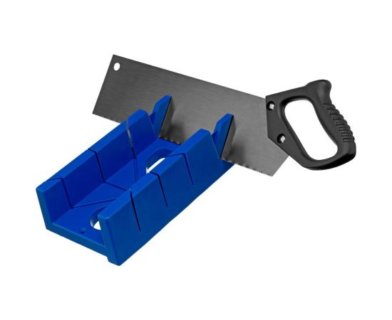 Пластиковое стусло + пила 350мм, синее, 4 угла для запила СИБРТЕХ 22536 