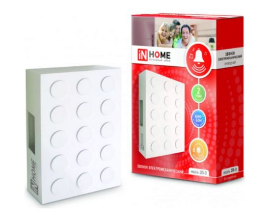 Проводной звонок IN HOME ЗП-3 Бим-Бом, электромеханический, белый 4690612013268 