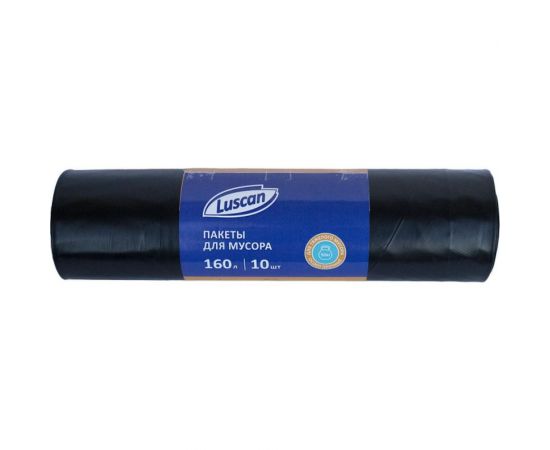 Мешки для мусора в рулоне (10 шт, 900х1100 мм,160 л, 80 мкм, ПВД, черные) Luscan 1591860 