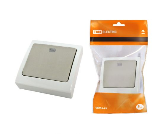 1-клавишный выключатель TDM с подсветкой скрытой установки IP54 10А серый Вуокса SQ1803-0105 