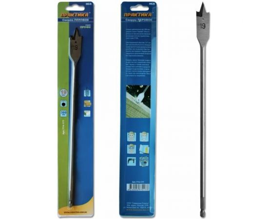 Сверло перовое по дереву (19х300 мм) ПРАКТИКА 774-177 