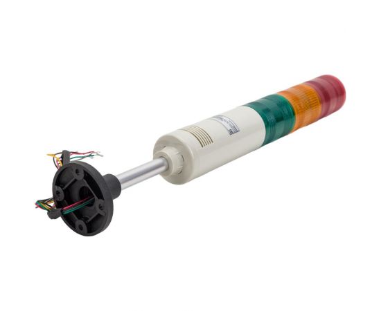 Светосигнальная колонна INNOCONT d=56мм, светодиод, стойка 70мм, основание d=70мм, постоянное свечение, зуммер, цвет: красный, желтый, зеленый, 220VAC, IP50, кабель 0,5м TL56B-220-RYG – изображение 3