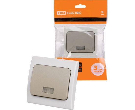 1-клавишный выключатель TDM с подсветкой скрытой установки IP54 10А серый Вуокса SQ1803-0105 – изображение 7