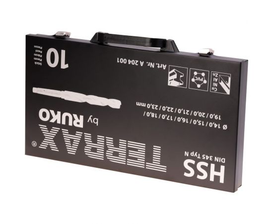 Набор сверл к/х 10 шт, 14-23 мм, DIN345, HSS Terrax by RUKO A204001 – изображение 2