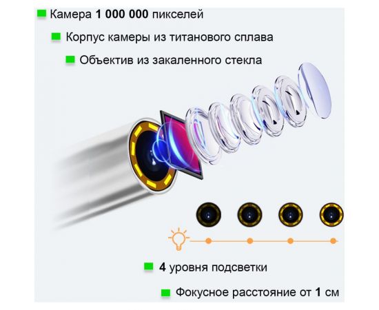 Управляемый видеоэндоскоп iCarTool экран 4.5"", 1Мп, 1280x720, 1 м, 4 мм зонд, 360° IC-VC1042W – изображение 10