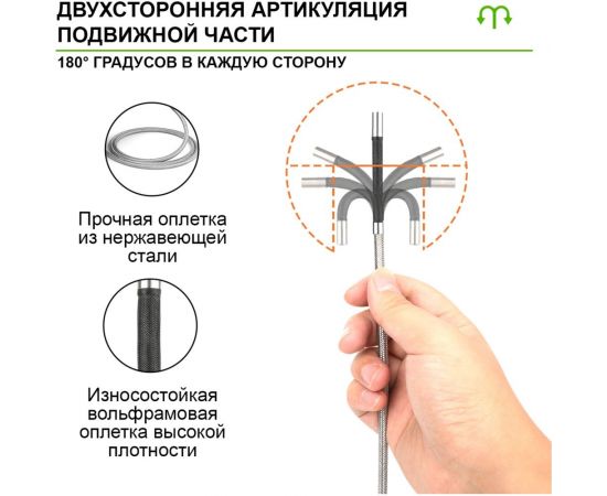 Управляемый видеоэндоскоп iCarTool экран 4.5"", 1Мп, 1280x720, 1 м, 4 мм зонд, 360° IC-VC1042W – изображение 9