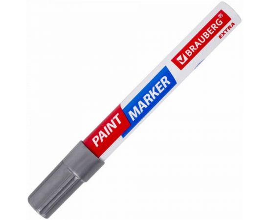 Лаковый маркер-краска BRAUBERG EXTRA paint marker 4 мм, серебряный, улучшенная нитро-основа, 151982 – изображение 2
