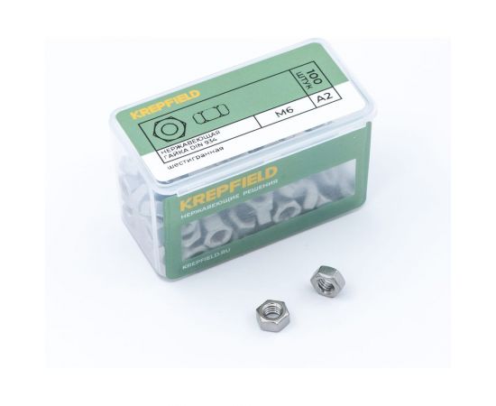 Гайка KREPFIELD нержавеющая, М6, DIN 934, А2, шестигранная, 30 шт. 934А2ГАЙКАМ6-30 