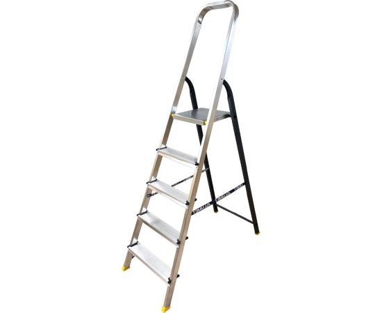 Комбинированная алюминиевая усиленная стремянка со стальной задней ногой Алюмет 5 ступени АМS7805 