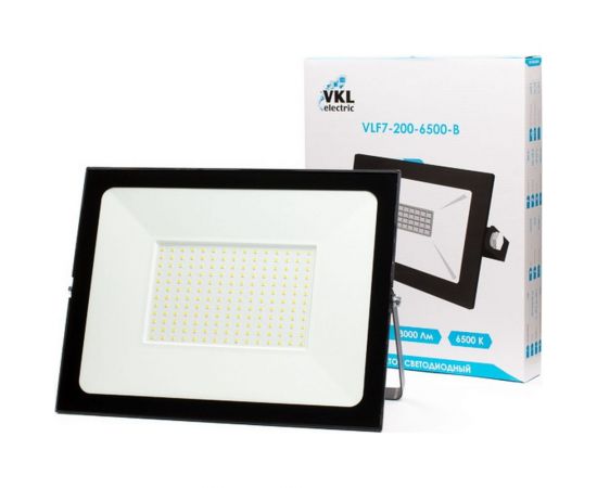 VKL electric Прожектор LED 200W SMD VLF7-200-6500-B 18000Lm 220V, IP65, черный 1016048 