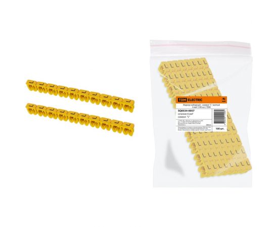 Наборный маркер TDM символ L, желтый, 6 мм2, 100 штук SQ0534-0057 