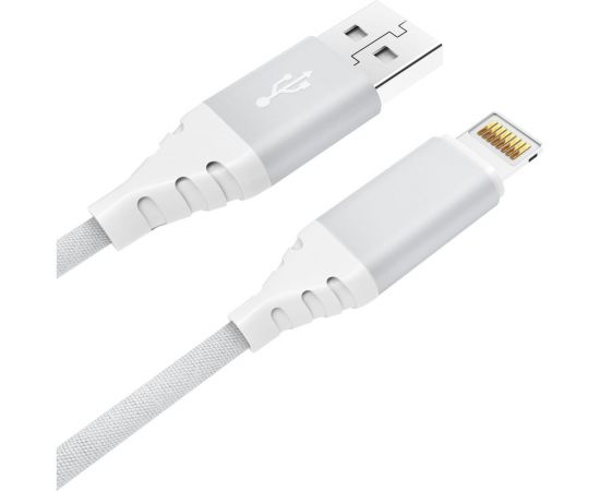 Дата-кабель AKAI CE-610 USB A- Lightning, 1м, 2.1А, текстиль, белый CE-610W 