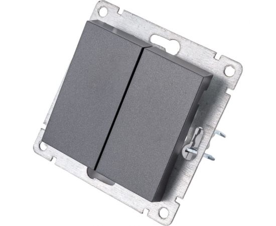 Двухклавишный выключатель UNIVersal серия афина, с/у, 10а, 220в, графит еврослот A0023-Gr 