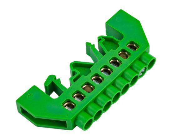 Шина PE земля в комбинированном зеленом изоляторе на DIN-рейку REXANT 6x9 мм 8 групп 11-2307 – изображение 4