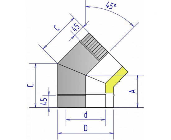Отвод ФЕНИКС Дымоходы 2ОТ 45 115, 430 1.0, 200, 430 000000876 – изображение 2