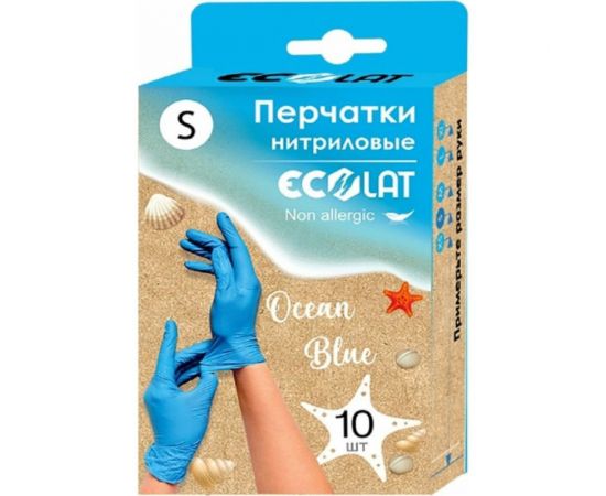 Нитриловые перчатки EcoLat голубые, 10 шт./уп., размер M 73035/M – изображение 2