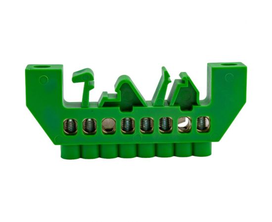 Шина PE земля в комбинированном зеленом изоляторе на DIN-рейку REXANT 6x9 мм 8 групп 11-2307 – изображение 3