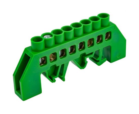 Шина PE земля в комбинированном зеленом изоляторе на DIN-рейку REXANT 6x9 мм 8 групп 11-2307 – изображение 2