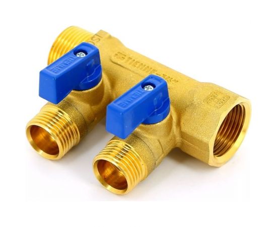 Коллектор Tiemme НВ 1, 2х1/2х16 Н 36 мм, с кранами 1820006 /1832G160402 – изображение 2