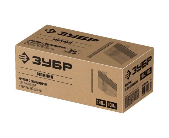 Крепеж с дистанциром для фасадной и террасной доски ЗУБР Молния 190 мм, 100 шт. 30706-190 – изображение 7