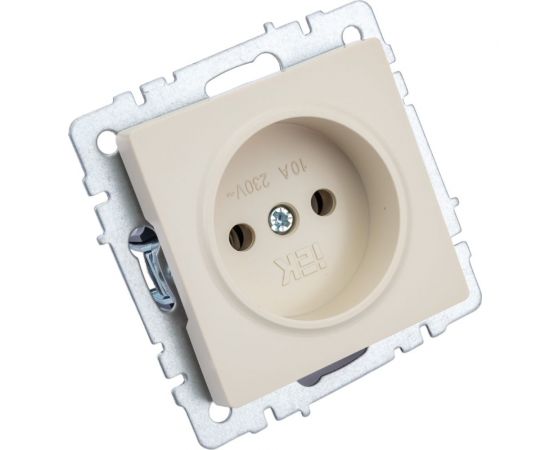 1-местная розетка IEK Brite рс10-1-0-бркр без заземления, без защитных шторок, 10А, бежевый BR-R10-10-K10 