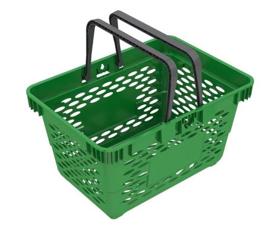 Покупательская корзина ООО Комус evr_classic пластик, с 2-мя ручками, 20 л, зеленый 1717036 