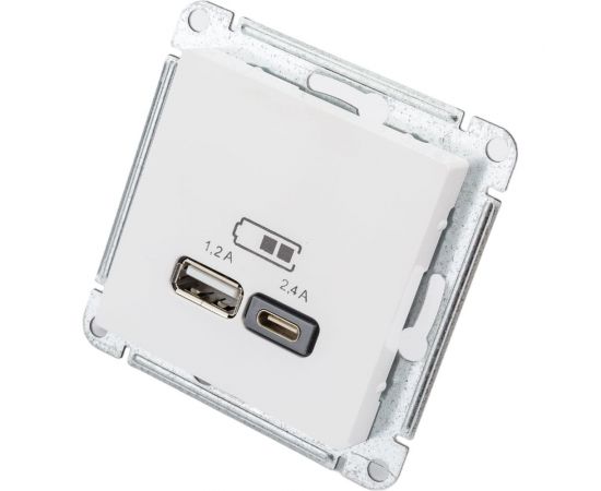 Розетка USB A+С Schneider Electric AtlasDesign Белый 5В/2,4 А, 2х5В/1,2 А ATN000139 