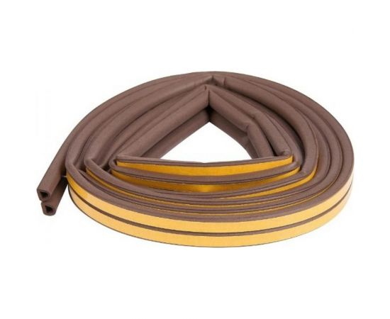 Самоклеящийся уплотнитель для дверей и окон ТДВ D профиль, 14х12 мм, коричн. 1502004 