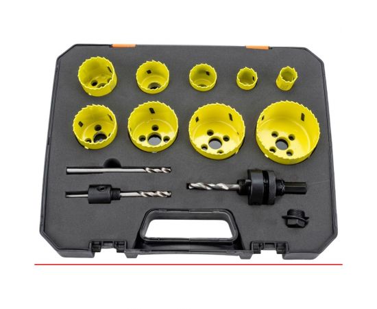 Набор биметаллических коронок по металлу 13 предметов (коронки диаметром 19, 22, 29, 35, 38, 44, 51, 57, 64 мм) TORGWIN T581806 