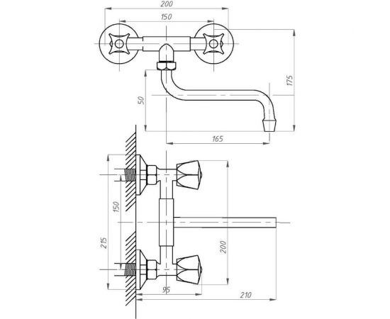 Смеситель для кухни ПрофСан ПСМ настенный без аэратора тип ГОСТ См-МДРНр ПСМ PSM-108-50 – изображение 2