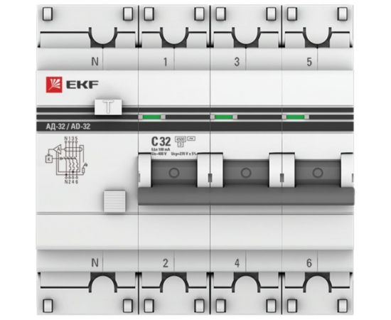 Дифференциальный автомат EKF АД-32 3P+N 32А/100мА 4,5кА PROxima SQDA32-32-100-4P-pro – изображение 2