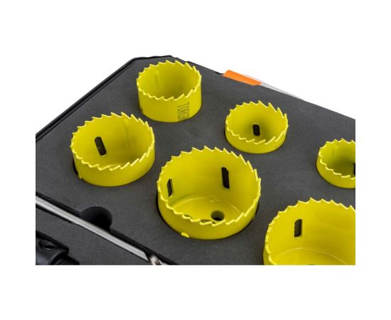 Набор биметаллических коронок по металлу 13 предметов (коронки диаметром 19, 22, 29, 35, 38, 44, 51, 57, 64 мм) TORGWIN T581806 – изображение 2