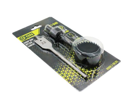 Набор для врезки замков 3 предмета: пила кольцевая 48 мм, сверло перовое 22 мм, центрирующее сверло 6 мм On 14-21-648 – изображение 3