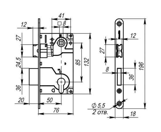 Межкомнатный замок под цилиндр ARMADILLO LH 25-50 AB BOX ригель+защёлка бронза 28381 – изображение 2