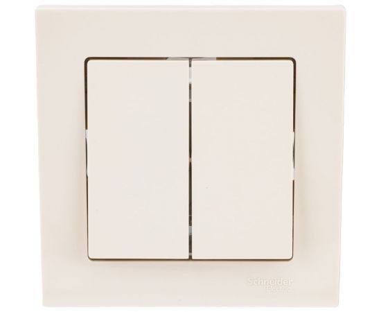 2-клавишный выключатель Schneider Electric AtlasDesign Бежевый сх.5, 10АХ, в сборе SE ATN000252 – изображение 4