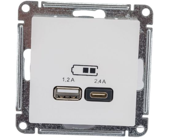 Розетка USB A+С Schneider Electric AtlasDesign Белый 5В/2,4 А, 2х5В/1,2 А ATN000139 – изображение 4