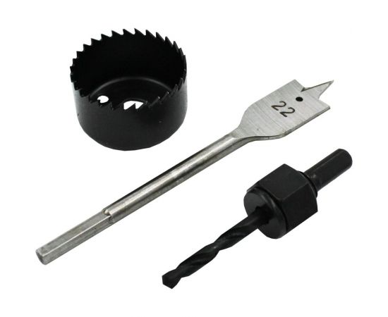 Набор для врезки замков 3 предмета: пила кольцевая 48 мм, сверло перовое 22 мм, центрирующее сверло 6 мм On 14-21-648 – изображение 2