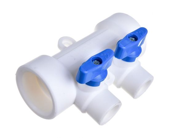 Коллектор PP-R со встроенными кранами и воздухоотводчиком Berke Plastik 40мм х 20мм на 2 выхода, синий, 3272-mnb-400220 – изображение 6
