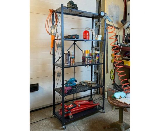 Металлический стеллаж ГЕЛЕОС Атлант-5, 5 полок, складной, размер 730x400x1590 мм, черный АСТ-51 – изображение 7