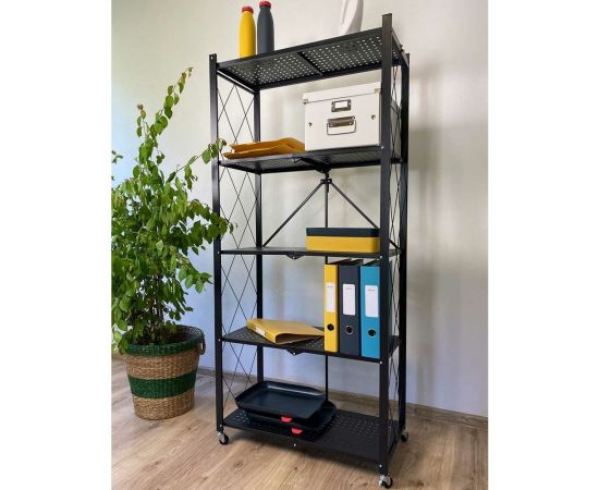 Металлический стеллаж ГЕЛЕОС Атлант-5, 5 полок, складной, размер 730x400x1590 мм, черный АСТ-51 – изображение 6